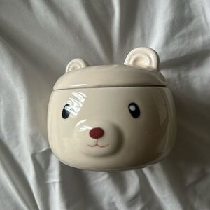 Cream Bear Ceramic trinkets Jar with Lid